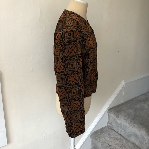Vintage In•Wear Tile Print Metallic Velvet Jacket - Picture 4 of 8